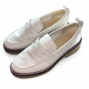 Everlane White Leather Loafers gum sole platform chunky academia size 8